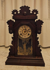 OROLOGIO DA TAVOLO ANTICO A PENDOLO IN CASSA DI LEGNO CARICA MANUALE