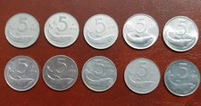 ITALIA 1953/1986 LOTTO DI 10 MONETE DA 5 LIRE DELFINO CONSERVAZIONI VARIE