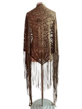 Scialle Class Roberto Cavalli Marrone Triangolare Frange 230x150x150 - Raro!