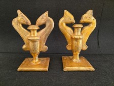 2 Porta Palme in Legno Intagliato Dorato e a Forma Animale del Fine 600