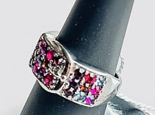 Anello Swarovski Rubino Granato Cristallo Acciaio Inox Tg 7 Cocktail Baguette Glam
