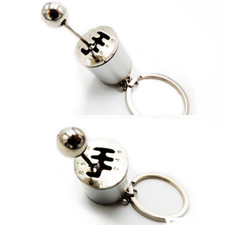 PORTACHIAVI Auto Vero Movimento Leva CAMBIO MARCE Silver in Metallo IDEA REGALO