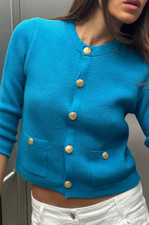 Cardigan Zara blu turchese con