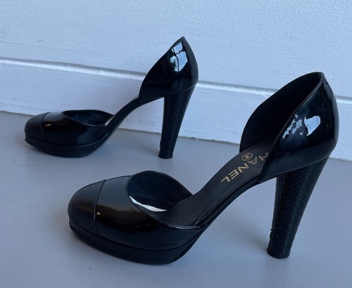 Scarpe chanel nere con tacco - nere,