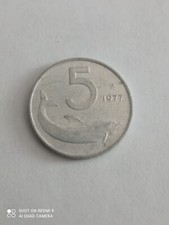 Moneta rara da 5 Lire Delfino e Timone del 1977