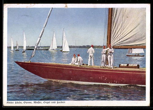 Cartolina yacht vela presso - cartolina,
