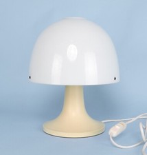 Lampada da tavolo a fungo anni 70 design italiano plastica bianco beige