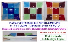 BOMBONIERA PIATTO VETRO MURANO 4 COLORI Cm.10x10 BC22