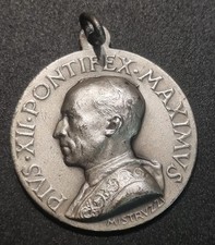 MEDAGLIA CITTÁ DEL VATICANO PAPA PIO XII° SACRA FAMIGLIA, ULIVO E FEDI NUZIALI