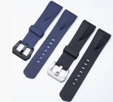 22 24mm per Corum Admiral's Cup Strap Cinturino Silicone Blu Nero + Strumenti