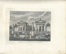 1848 ROMA INGRESSO ALLA VILLA BORGHESE acquaforte su rame Marchi