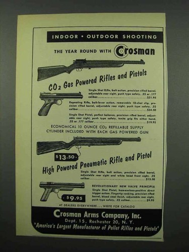 Pubblicità crosman 1953 gas - pubblicità,