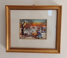 BRENNO BENATTI OLIO SU TAVOLA QUADRO - PITTORE NAIF PIEVE GUASTALLA REGGIO 