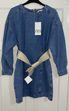 ZARA MINI ABITO DENIM BLU CON