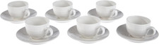 Victoria, Set 6 Tazze Caffè Con Piattino, Porcellana, Bianco