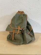 ZAINO Spalle Borsa Da Trekking Scout CANVAS GRANDE 45 Cm In Pelle Marrone,Verde