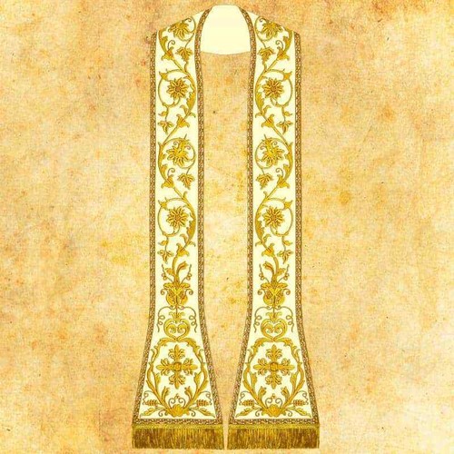 Stola romana ricamata ecru