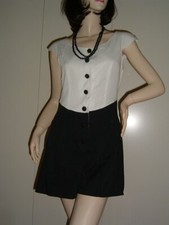 ABITO VESTITO TUTINA SHORT DONNA BIANCO NERO SEXY LEGGI LE MISURE