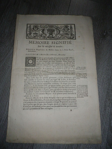 1753 mémoire signifié - mémoire, –