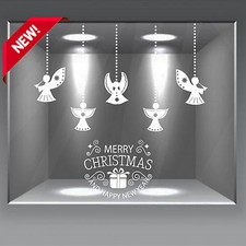 vetrofanie natale wall sticker adesivo vetrine negozio angioletti angel angeli