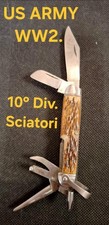 Coltello pieghevole multiuso militare US army 10° Divisione sciatori ww2