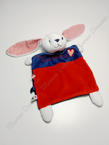 Doudou plat lapin - doudou, bleu