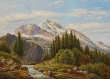 Paesaggio montano con cascata