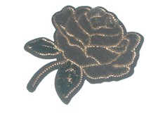 TOPPA PATCH APPLICAZIONE FIORE GRIGIO NERO VELLUTO cm 6 x 8 ricamata DA CUCIRE