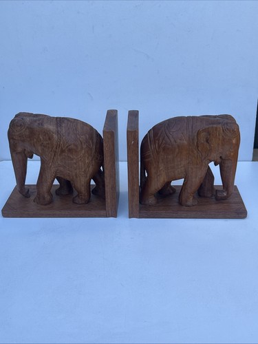 Vintage bookends hand carved - bookends,