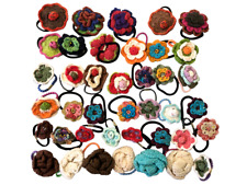 LOTTO 40 ELASTICI PER CAPELLI FIORI ALL'UNCINETTO FERMAGLI ACCONCIATURE CM 4-6