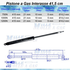 2 pezzi PISTONE MOLLA A GAS