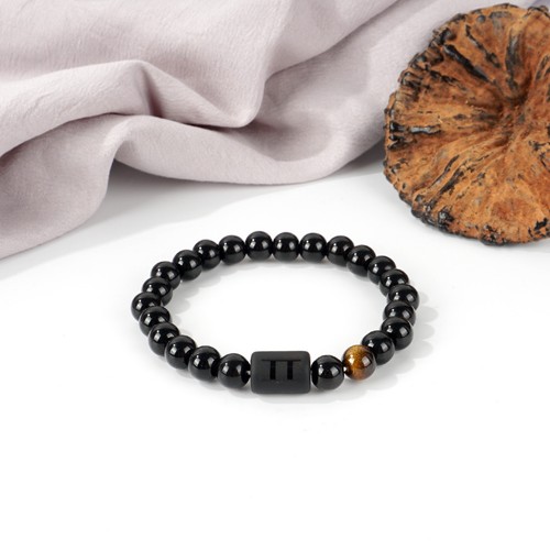 Bracciale agata nera dodici - bracciale,