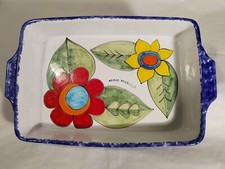 NINO PARRUCCA CERAMICHE SICILIA PALERMO ANNI 80 PIROFILA FIRMATA DIPINTA A MANO