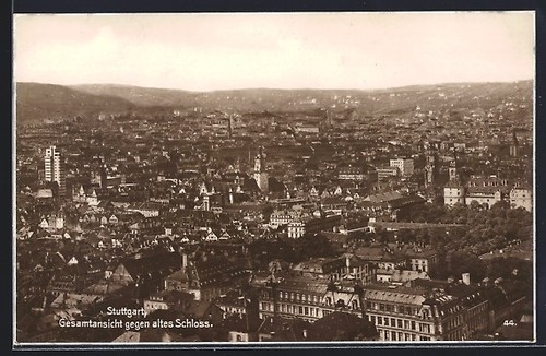Cartolina stoccarda vista - cartolina, stoccarda,