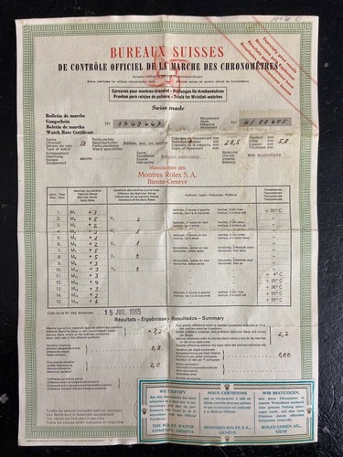 Rolex certificato cronometro - rolex,