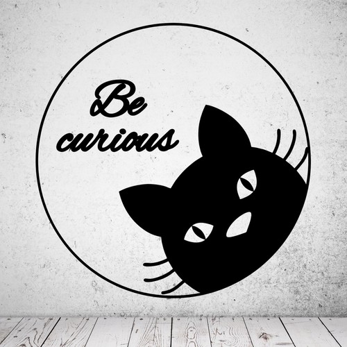 Adesivo murale curius gatto - be,
