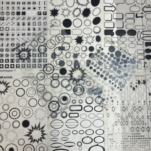 Letraset simboli fogli - simboli,