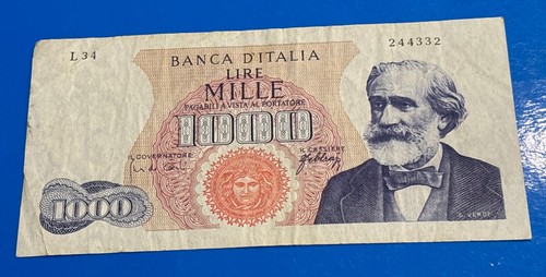Banconota 1000 lire - lire, verdi
