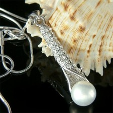 Collana Semplice Da Sposa In Cristallo Swaroski Con Scettro Di Perle Bianche