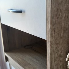 Bakaji 1 Cassetto e Ripiano Inferiore Comodino - Quercia/Bianco