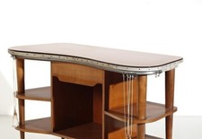 Mobiletto vintage a fagiolo - Legno, Tessuto, Vetro