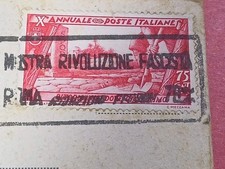 75 centesimi  10° ANNUALE RIVOLUZIONE  FASCISTA SU CARTOLINA  PER L'ESTERO. 