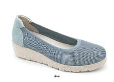 Scarpe donna zeppa decolletè casual leggere e comode tessuto Jeans Treintas New