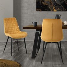Set 2 sedie da sala da pranzo velluto giallo senape poltrona da soggiorno sedia