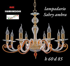 LAMPADARIO CRISTALLO 8 LUCI SABRY AMBRA SOSPENSIONE ARTIGIANALE - OFFERTA