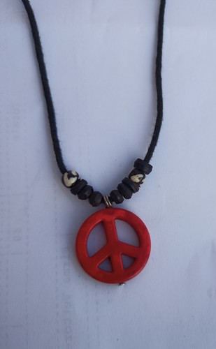 Collana ciondolo legno pace - collana,