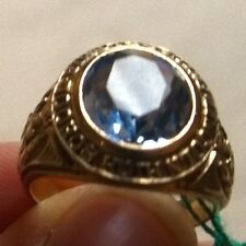 ANELLO COLLEGE 10kt pietra azzurra topazio o acquamarina