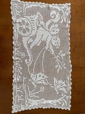 CENTRINOPURO COTONE BIANCO FATTO A MANO A FILET UNCINETTO. 