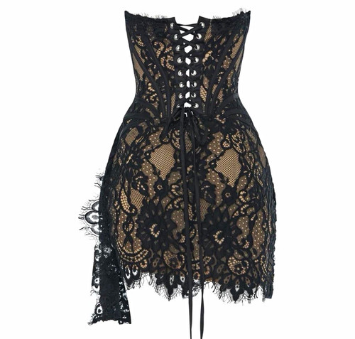 Mini abito corsetto - pizzo, nero