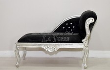 Dormeuse panca romana divano panchetta legno argento vellutino nero k85